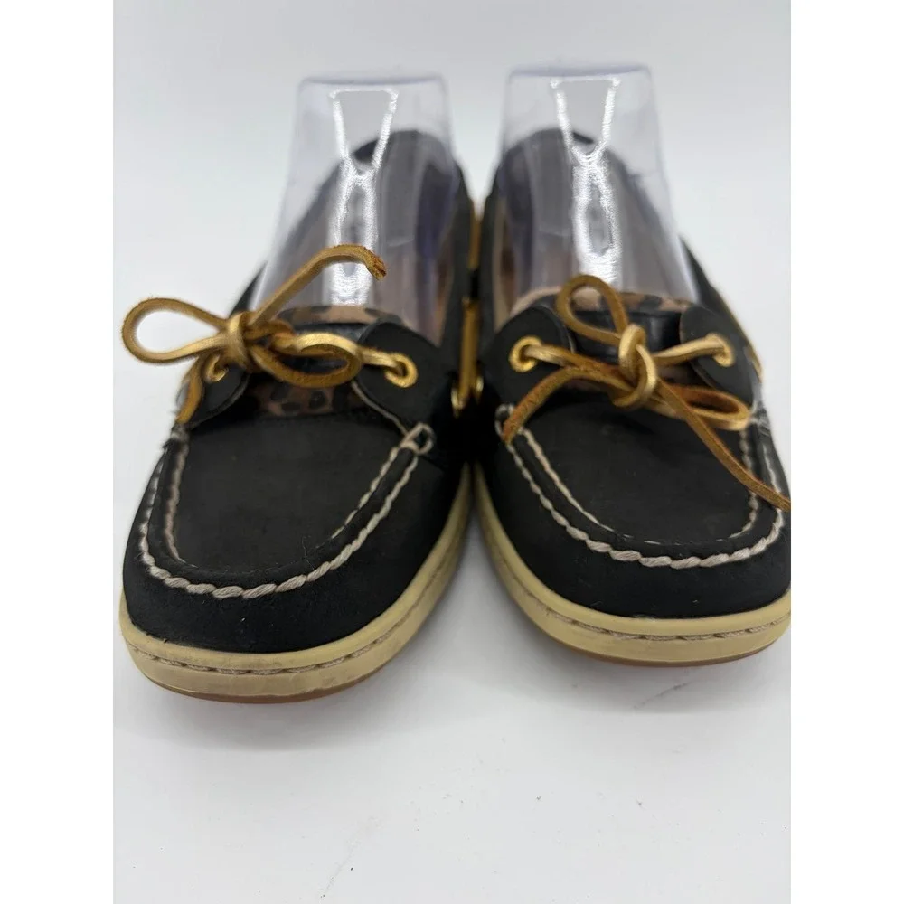 Sperry Top Sider Angelfish Shimmer Black/Gold Boat Shoes, Women's Size 7.5